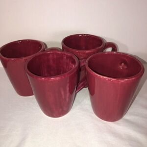 Set of Ceramic Glazed Mugs, Maroon in color, no brand, 4 mugs, EUC